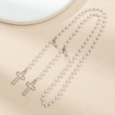 Glasses chain dây đeo gọng kính ngọc trai chữ thập sáng tạo độc đáo Âu Mỹ fashion hot trend dây đeo airpod khẩu trang mask strap holding