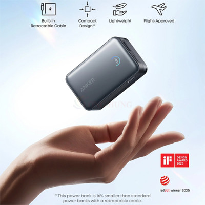 Sạc dự phòng Anker Zolo Power Bank USB-C Cable 45W 10000mAh A1638 - Hàng chính hãng