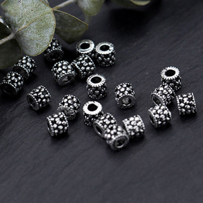 Combo 6 cái charm bạc chặn hạt họa tiết hoa văn - Ngọc Quý Gemstones