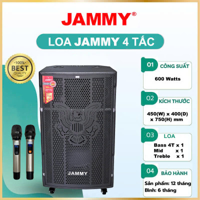 Loa kéo 4 tấc Jammy F1548K - _Kích thước: 450 (W) x 400 (D) x 750 (H)mm _Công suất: 600Watts- Hàng Chính Hãng