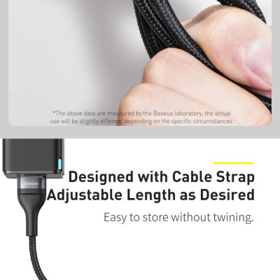 Cáp sạc đa năng 3 đầu Baseus 40W, Cáp sạc nhanh 3 đầu Baseus Flash Series 3in1 (USB to Type C/ Lai-nin/ Micro, 5A/40W) - Hàng chính hãng