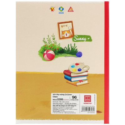 Combo 5 Vở Class Sunny - 4 Ô Ly 96 Trang 80gsm - Hồng Hà 0306 (Mẫu Màu Giao Ngẫu Nhiên)