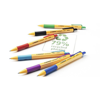 Bút bi bấm STABILO pointball POINT ( Xanh, Đen, Đỏ, Xanh lá, Tím, Xanh nhạt) - Xanh lá