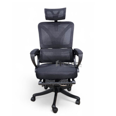 Ghế lưới xoay có gác chân giá rẻ khung nhựa đen lưng ngả nằm 95° ~ 145° CR4327-M Nội thất Capta