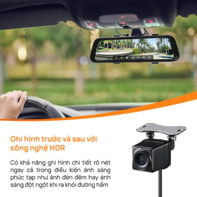 Camera hành trình gương 70mai S500 tích hợp cam lùi, màn hình cảm ứng 9.35inch, 3K HDR góc quay rộng 138° – Hàng chính hãng