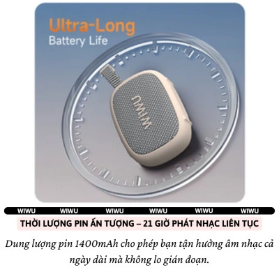 Loa di động thể thao magnetic bluetooth V5.4 kết nối không dây 10m, bass mạnh, chống nước IPx6 hiệu WIWU GO FUN - kết nối 2 loa TWS 1 chạm, sử dụng 21h liên tục cho iPhone iPad Oppo huawei Vivo - Hàng nhập khẩu