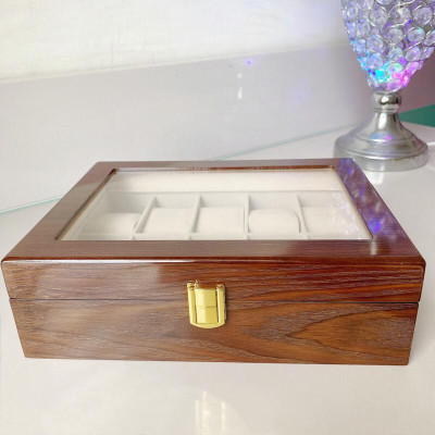 Hộp đồng hồ 10 ngăn bằng gỗ 26x20x5cm 0187