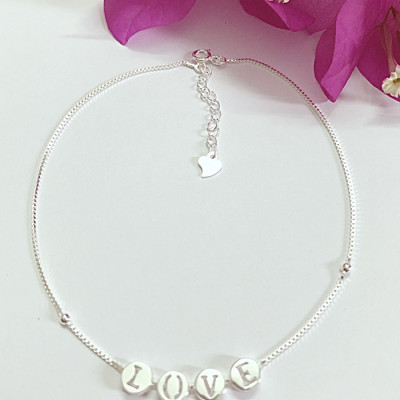 Lắc chân bạc nữ trang sức bạc Ý S925 Huệ Ngân - LOVE RYBJ50053