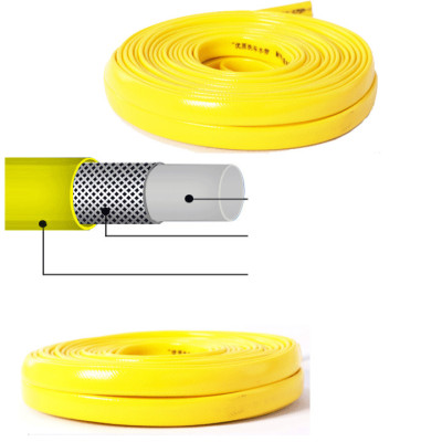 Bộ dây và vòi xịt rửa xe tưới cây  tăng áp thông minh 810-2621-1 (dây vàng dẹt-cút nối xanh)