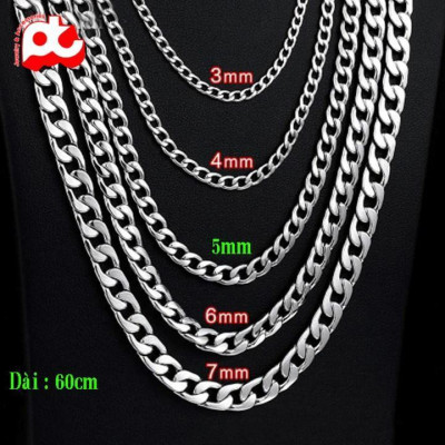 Dây chuyền nam nữ titan cao cấp đẹp sang trọng hỏa tiển trơn trangsucpt kích cỡ 2mm trắng PTDCNA12