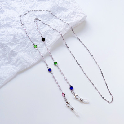 Dây đeo gọng kính mix hạt pha lê zircon nhiều màu sắc lấp lánh ấn tượng phong cách unisex Âu Mỹ