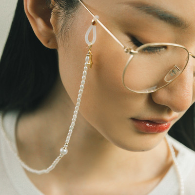 Dây hạt trai đeo kính chuỗi hạt vàng phong cách retro cổ điển Pháp trang sức thiết kế handmade