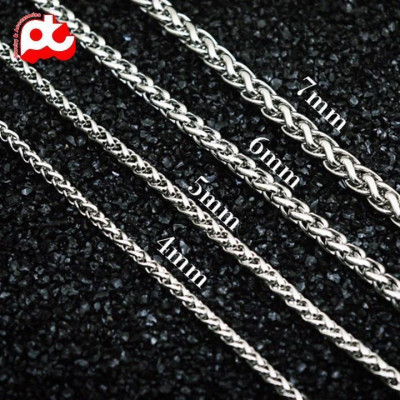 Dây chuyền nam đẹp titan cao cấp thời trang rẻ titan bông dừa trangsucpt kích cỡ 4mm trắng PTDCNA173