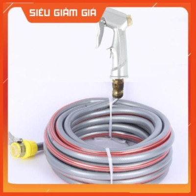 Bộ dây vòi xịt nước rửa xe, tưới cây . tăng áp 3 lần, loại 3m, 5m 206701Ođầu đồng, cút, nối PE, d.vàng
