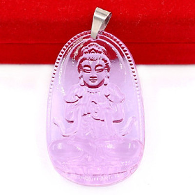 [Tuổi Mùi, Thân] Mặt Dây Chuyền Phật Đại Nhật Như Lai Đá Pha Lê Tím Size Nhỏ 3.6cm & Size Lớn 5cm - Tặng Kèm Móc Inox - Phong Thủy 868 - May Mắn - Bình An