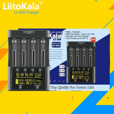 Bộ sạc đa năng Liitokala Lii-600 Test Pin Ni-MH Li-ion 18650 3.7V 18350 18500 21700 26650 AA AAA