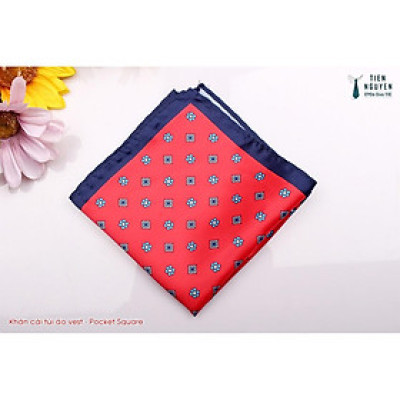 Khăn Cài Túi Áo Vest - Pocket Square - Phụ Kiện Cài Áo Đỏ Họa tiết