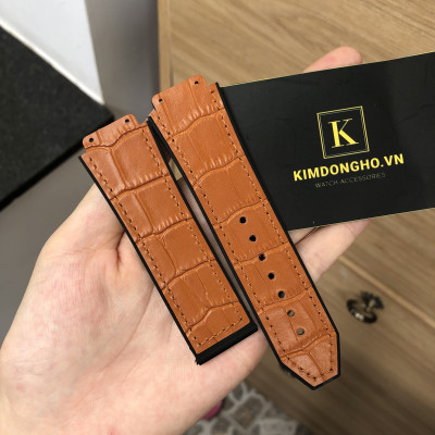 (Tặng tua vit thay dây) Dây đồng hồ HUB size 42 Lót da vân các màu (19-25-22)