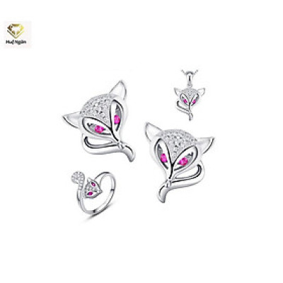 Combo dây chuyền khuyên tai và nhẫn bạc Ý 925 Huệ Ngân - Hồ ly may mắn PP1558-RYE140990-RR1617