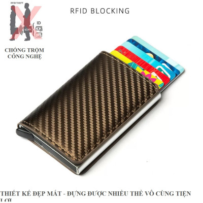 Ví nam đựng thẻ tin dụng, bóp nam cầm tay đựng thẻ ngân hàng atm, card,... có lẫy tự động cao cấp