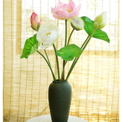 Hoa sen giả - Bông sen quan âm - dài 75cm - Cây giả, hoa lụa trang trí nhà cửa
