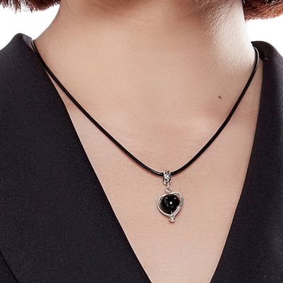 Bộ Bông Tai Và Mặt Dây Chuyền Đá Obsidian Ngọc Quý Gemstones BT5
