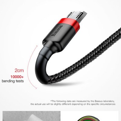 Cáp sạc  Baseus Cafule Micro USB 2.4A nhanh truyền dữ liệu tốc độ cao cho CAMKLF- Hàng chính hãng
