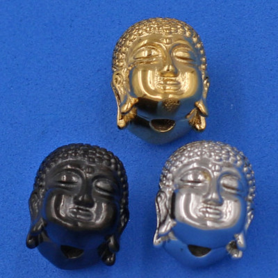 Vòng đeo tay đá Vân Rồng đỏ 14 ly cẩn hạt Phật A Di Đà inox đen VVRONLE14 - hợp mệnh Hỏa, mệnh Thổ