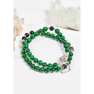 Vòng chuỗi hạt đeo tay 2 line đá cẩm thạch sơn thủy 6mm mệnh mộc , hỏa - Ngọc Quý Gemstones