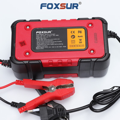 Sạc bình ắc quy Foxsur 7A 12V(4Ah - 140Ah)sạc cho cả pin LiFePO4 tự ngắt khử sunfat chống ngược cực chống chập