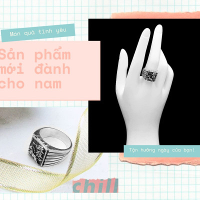 Nhẫn Nam - Mã Đáo Thành Công - Bảo Hành Vĩnh Viễn ( Hàng Chính Hãng ) Bạc Hiểu Minh NA606