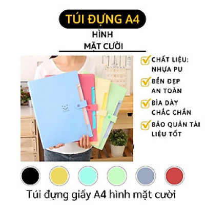 Túi Đựng Giấy , Tài Liệu A4 Hình Mặt Cười Dễ Thương - Chính Hãng GROFA