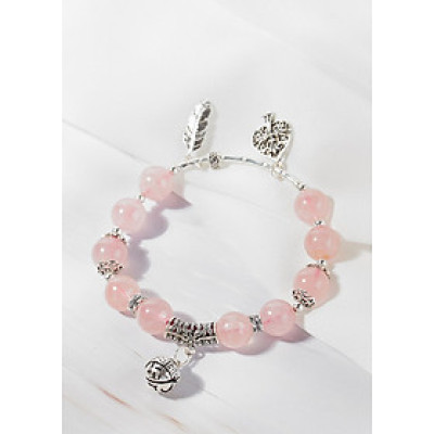 Vòng thạch anh hồng phối charm chuông bạc Ngọc Quý Gemstones