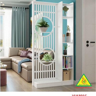 Vách ngăn liền kệ, vách ngăn phòng khách nhà bếp gỗ MDF VLK401