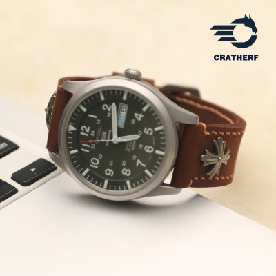 Dây Đồng Hồ Handmade Da Thật Đính Rivet Hoa Da Bò Sáp Chốt Thông Minh Thay Thế Đồng Hồ Cổ Điển Các Loại SmartWatch