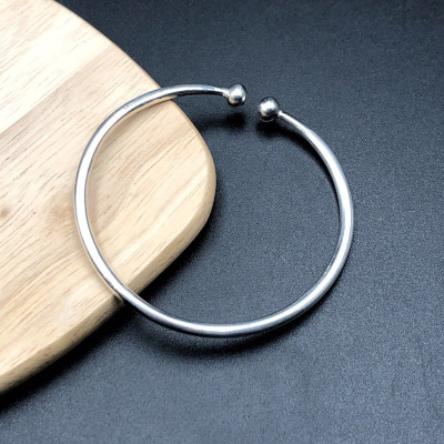 Lắc Tay Vòng Tay Nữ Trơn Đặc  Bạc Ta Nguyên Chất S99 Bạc Hiểu Minh LTU501