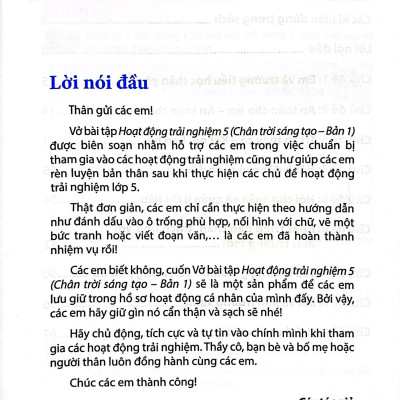 Vở Bài Tập Hoạt Động Trải Nghiệm, Hướng Nghiệp 5 - Bản 1 (Chân Trời) (Chuẩn)