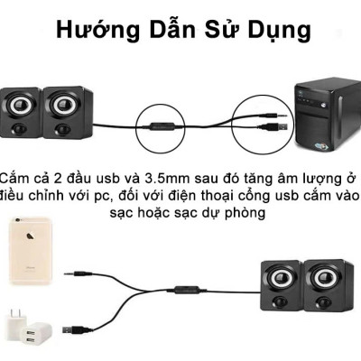 Loa vi tính để bàn SUPER BASS cực đã dòng loa cao cấp cho laptop, pc, điện thoại MÀU ĐEN 106x66mm - Hàng Chính Hãng 