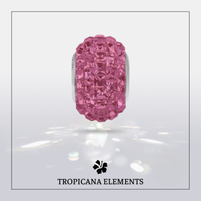 Vòng Tay Tropicana Phối Charm Swarovski Pha Lê Trái Tim Màu Hồng