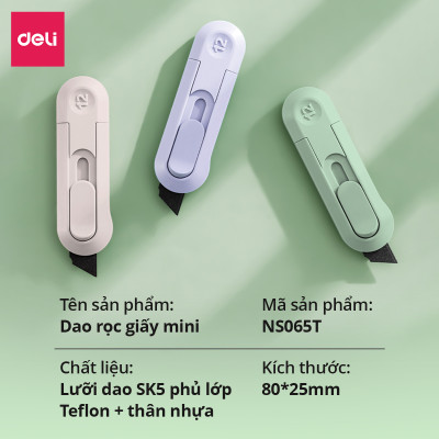 Dao Rọc Giấy Mini Deli Rọc Giấy Lưỡi SK5 Chống Gỉ Sắc Bén Lưỡi Dao Tự Thu Dao Rọc Giấy Unbox Học SInh Văn Phòng