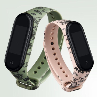 Dây Đeo Cao Su Xiaomi Miband 5 hoạ tiết cartoon phi hành gia dây Chất Lượng cao