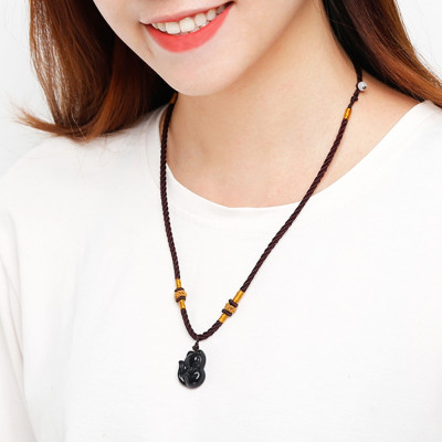 Mặt Dây Chuyền Cữu Vĩ Hồ Cáo Chín Đuôi Opal Đen Tự Nhiên Tặng Kèm Dây Đeo 45CM