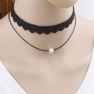 Vòng cổ choker phối hạt trắng V26