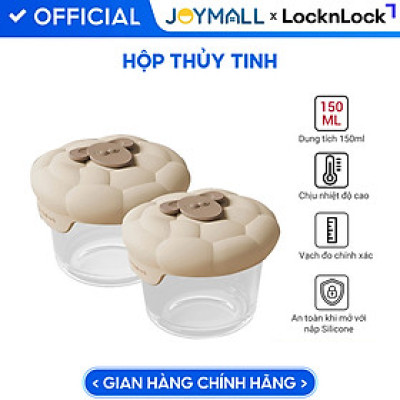 Hộp đựng thức ăn cho bé LocknLock LNG058S2IVY, Hàng chính hãng, 2 hộp 150ml, có vạch chia, nắp hình cừu - JoyMall