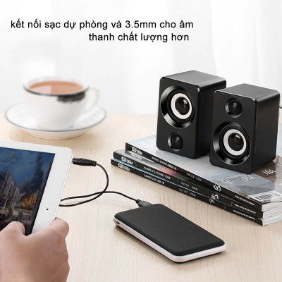 Loa vi tính để bàn SUPER BASS cực đã dòng loa cao cấp cho laptop, pc, điện thoại MÀU ĐEN 106x66mm - Hàng Chính Hãng 