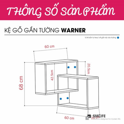 Kệ trang trí phòng khách gỗ công nghiệp SMLIFE Warner