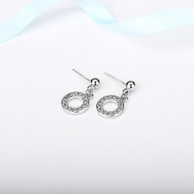 Khuyên tai bạc 925 nụ minidot treo tròn 3 mắt xích cá tính độc đáo Dế Bạc – K5246