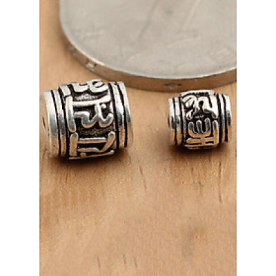 Combo 2 cái charm bạc hình trống họa tiết lục tự mình chú xỏ ngang - Ngọc Quý Gemstones