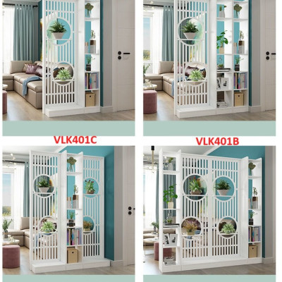 Vách ngăn liền kệ, vách ngăn phòng khách nhà bếp gỗ MDF VLK401