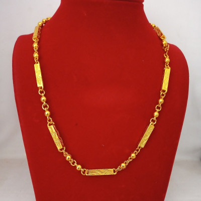 Combo Dây chuyền Khắc chìm hình rồng, màu Vàng Kèm túi nhung Cung hỷ, Phù hợp nam nữ